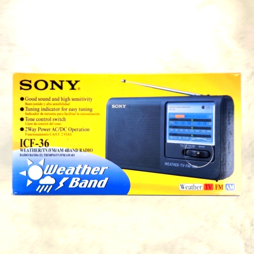 SONY ICF-36 TV/Weather/FM/AM/4 Band Radio VTG 2001 In Original box RARE - Picture 3 of 16